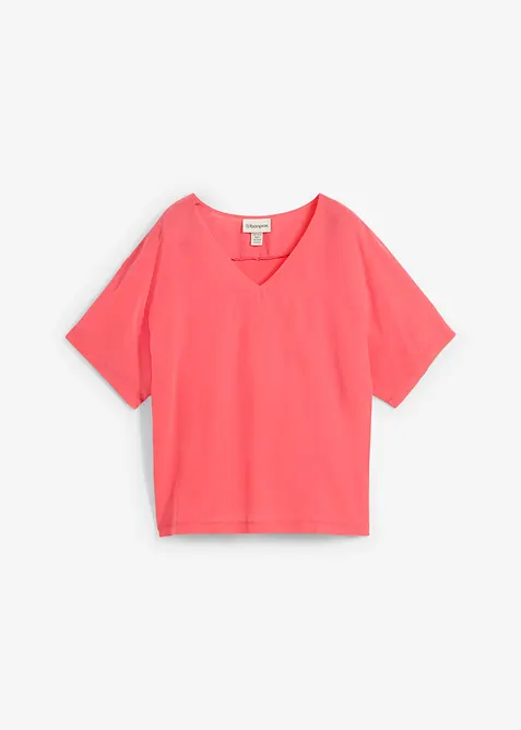 T-shirt avec soie et empi&egrave;cement tiss&eacute;, bonprix