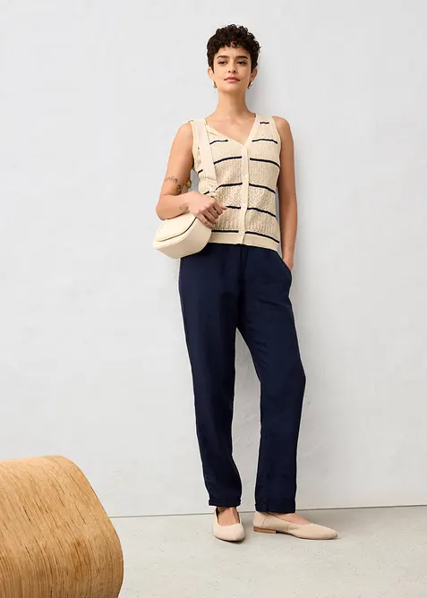 Gilet en maille ajourée avec lin, bonprix