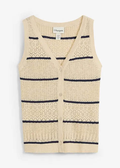Gilet en maille ajourée avec lin, bonprix