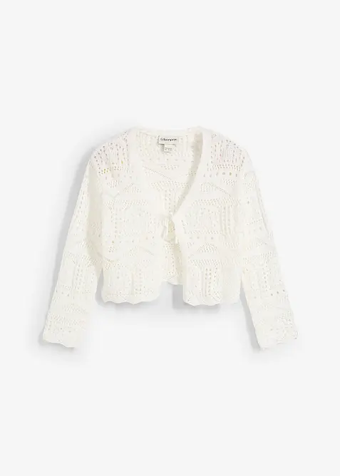 Bol&eacute;ro manches 3/4 en maille ajour&eacute;e, bonprix