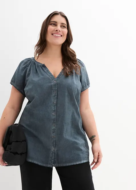 Chemisier manches courtes 100% coton, bonprix