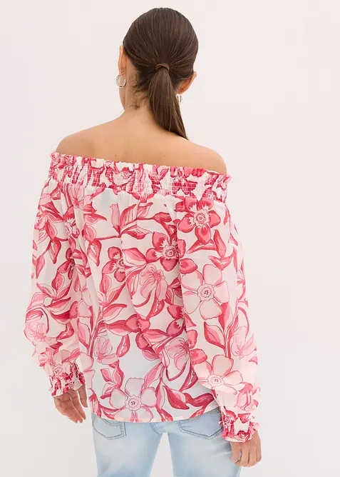 Blouse imprimée encolure bardot, bonprix
