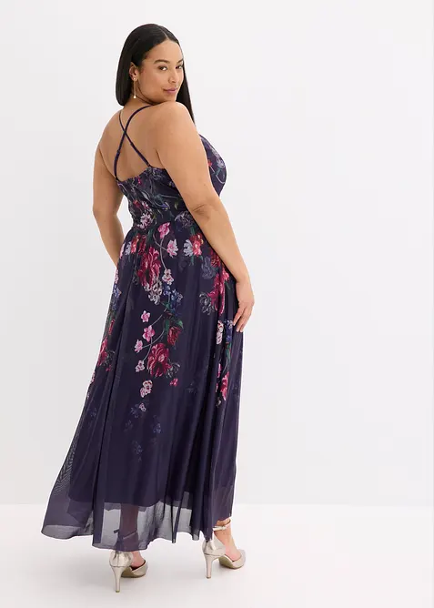 Robe longue en tulle délicat avec bretelles, bonprix