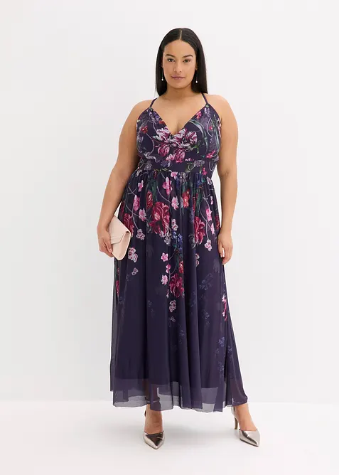 Robe longue en tulle délicat avec bretelles, bonprix