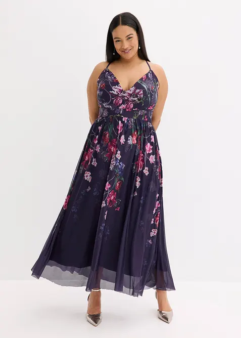 Robe longue en tulle délicat avec bretelles, bonprix