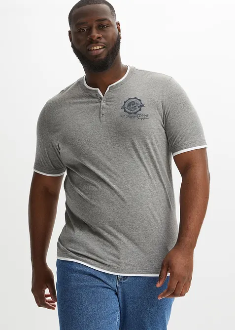 Lot de 2 t-shirts col tunisien 100 % coton, bonprix