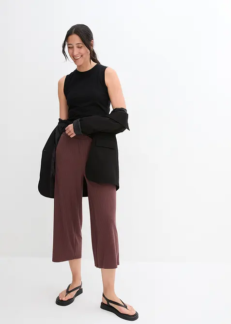 Pantalon en jersey côtelé à taille élastiquée, bonprix