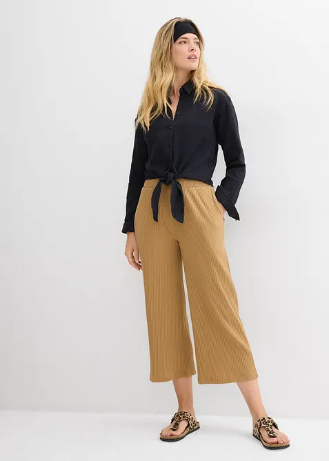 Pantalon en jersey c&ocirc;tel&eacute; &agrave; taille &eacute;lastiqu&eacute;e, bonprix