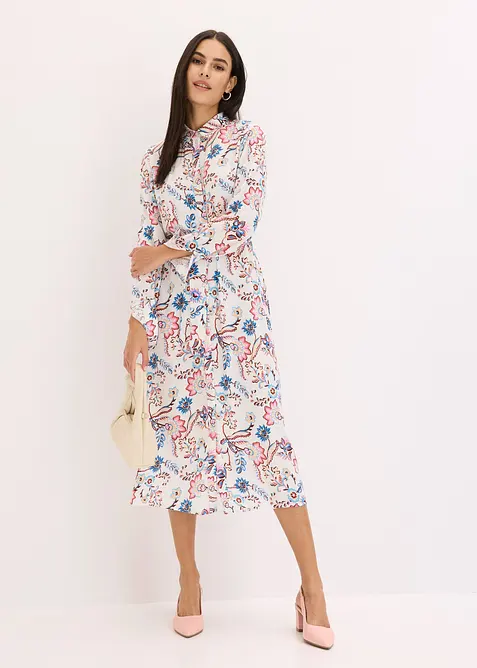 Robe-chemise imprim&eacute;e en viscose fluide, bonprix