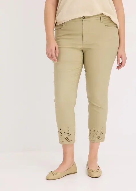 Pantalon extensible à broderies anglaises, bonprix