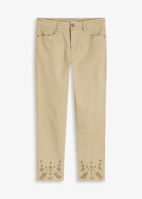 Pantalon extensible à broderies anglaises, bonprix