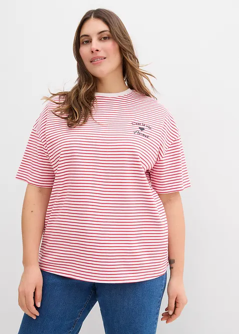 T-shirt rayé avec broderie, bonprix