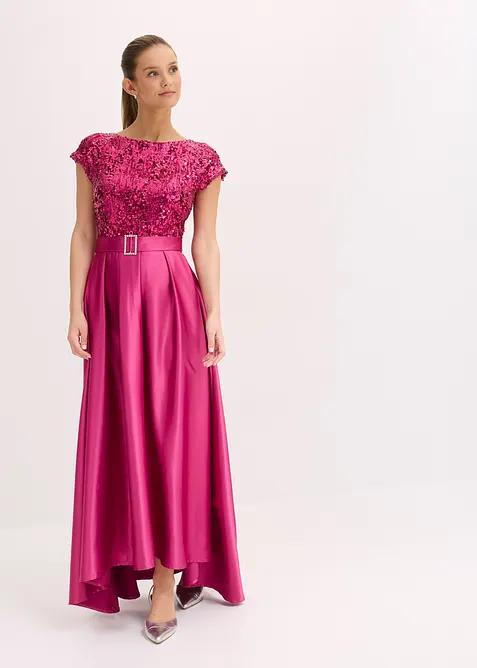 Robe de soirée en satin brillant et sequins, bonprix