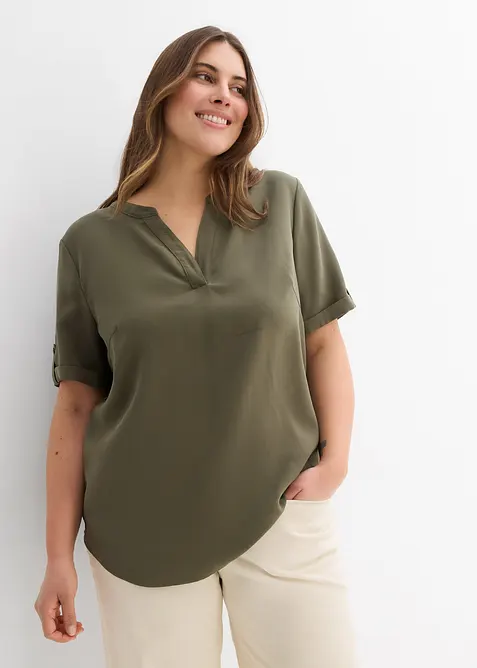 Blouse manches courtes en viscose mélangée, bonprix