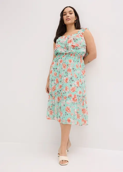 Robe imprim&eacute;e col Bardot, bonprix