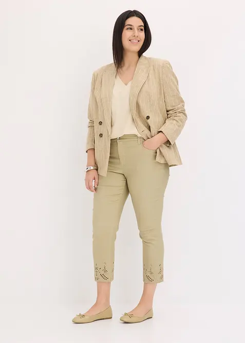 Pantalon extensible à broderies anglaises, bonprix