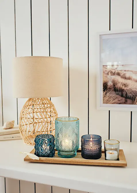 Plateau bougeoir avec 4 bougies chauffe-plat, bonprix