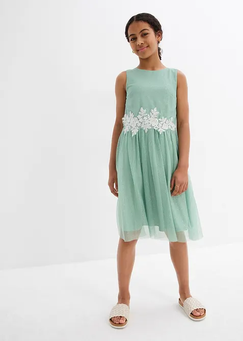 Robe midi avec empiècement dentelle, bonprix