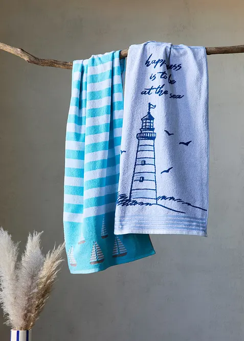 Serviette de toilette motif phare, bonprix