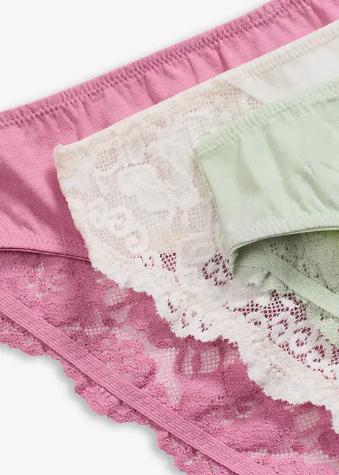 Lot de 6 slips à dentelle, bonprix