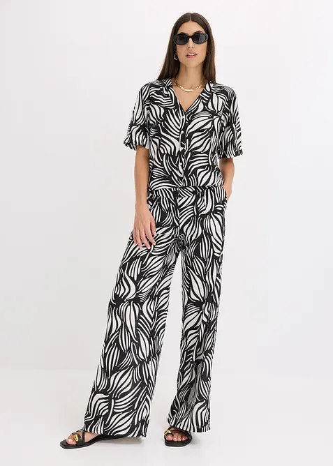 Chemisier manches courtes aspect lin, bonprix