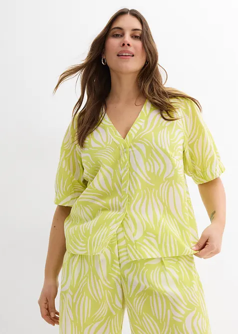 Chemisier manches courtes aspect lin, bonprix