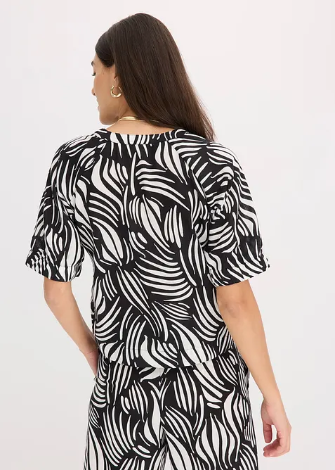 Chemisier manches courtes aspect lin, bonprix