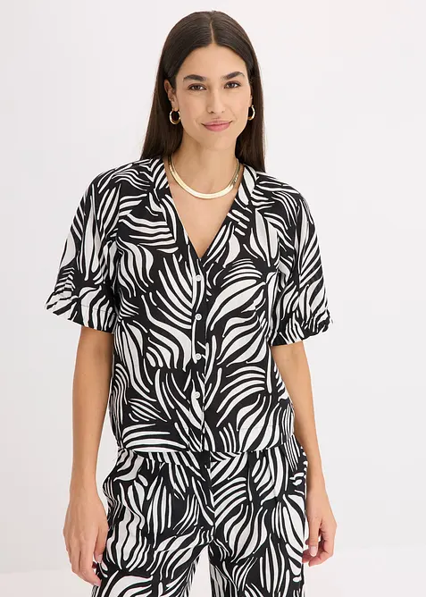 Chemisier manches courtes aspect lin, bonprix