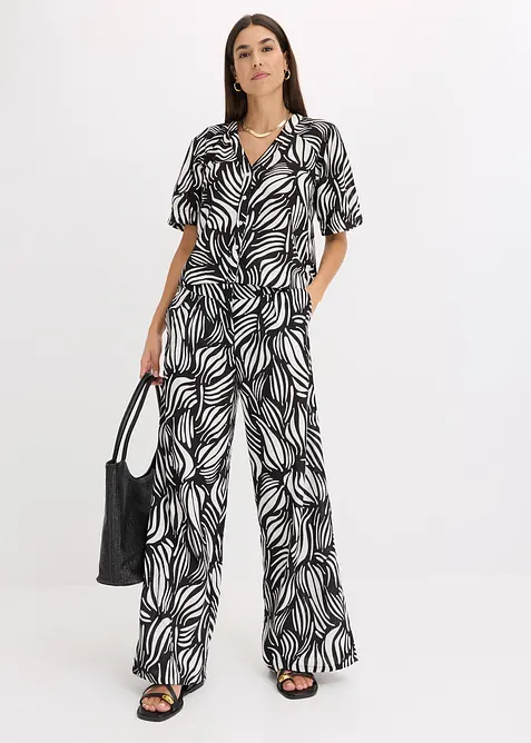 Pantalon palazzo à taille élastiquée, bonprix