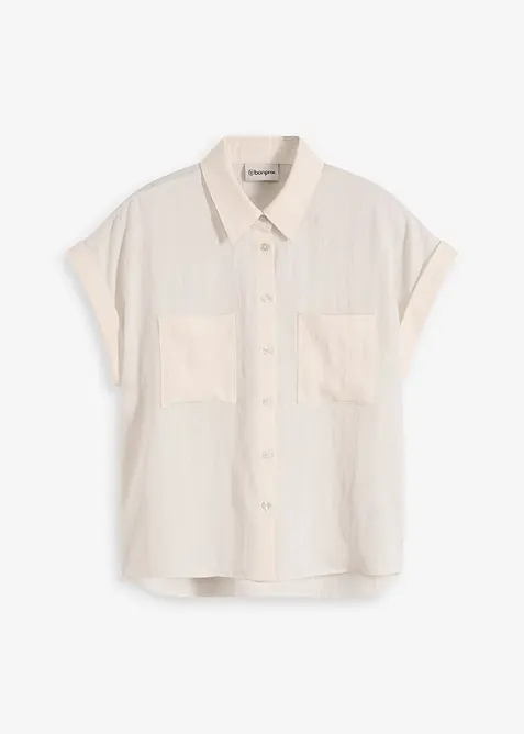Chemisier manches courtes fluide en lyocell m&eacute;lang&eacute;, bonprix