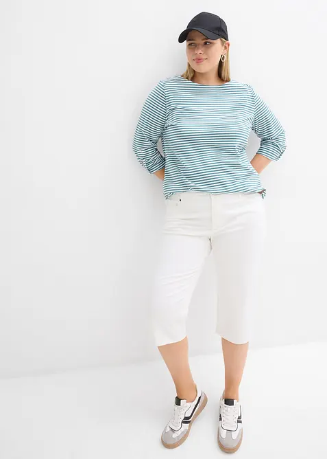 Pantalon corsaire taille élastiquée, bonprix