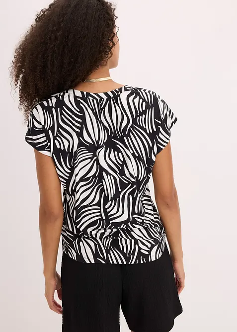 T-shirt col tunisien en viscose m&eacute;lang&eacute;e, bonprix