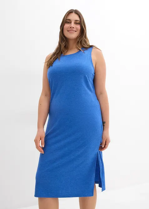 Robe fluide côtelée et fendue sur les côtés en viscose mélangée, bonprix