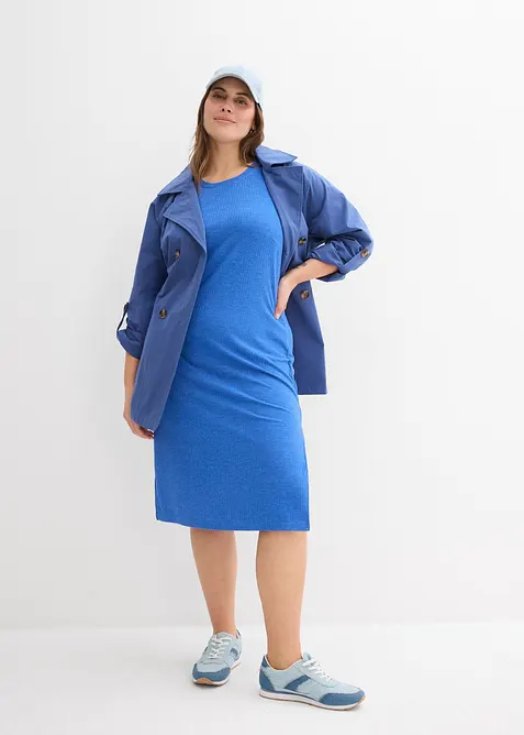 Robe fluide côtelée et fendue sur les côtés en viscose mélangée, bonprix