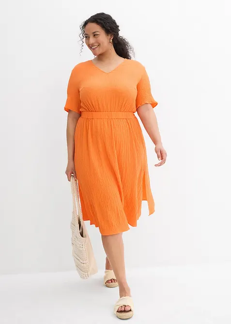 Robe midi en seersucker aérien, bonprix