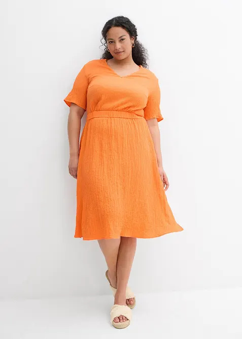 Robe midi en seersucker aérien, bonprix