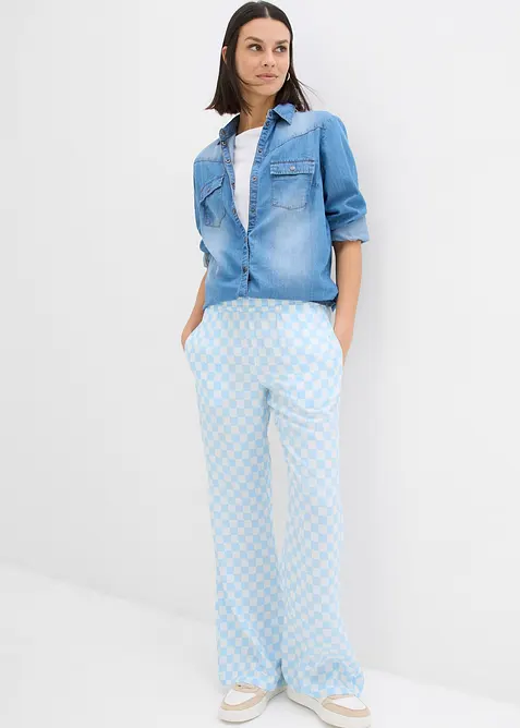 Pantalon ample &agrave; carreaux, en viscose fluide, bonprix