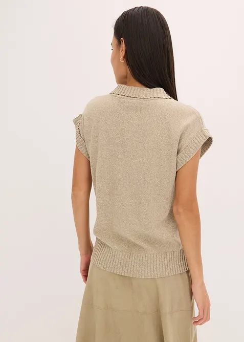 Pull col polo en coton mélangé, bonprix