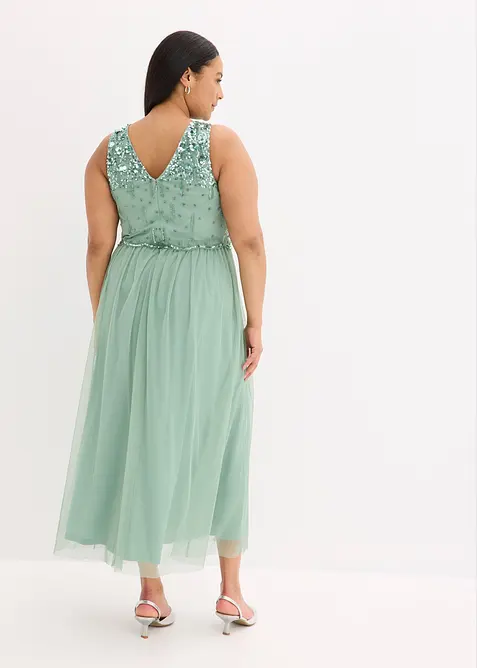 Robe longue avec haut brod&eacute; de sequins, bonprix