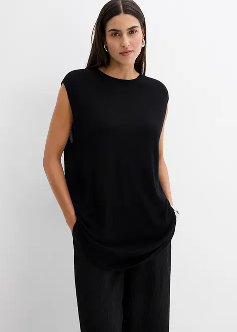 Top fluide en maille de viscose, coupe ballon, bonprix