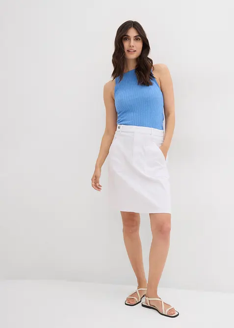 Jupe en jean, taille haute, extensible, bonprix