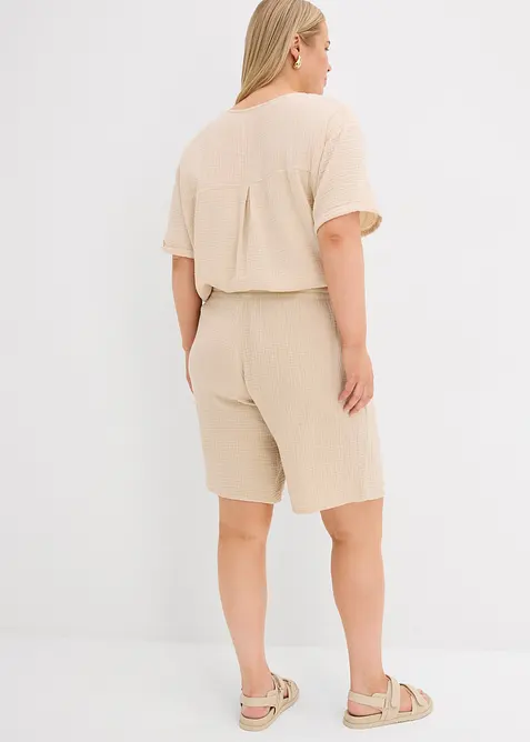 Bermuda en gaze de coton avec taille élastiquée, bonprix