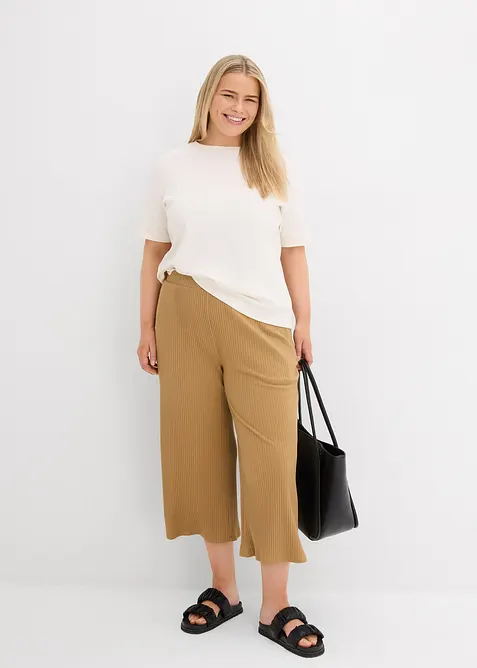 Pantalon en jersey côtelé à taille élastiquée, bonprix