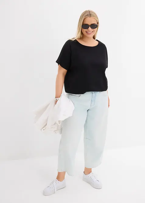 T-shirt en fil flammé avec base smockée, bonprix