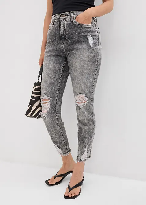 Jean Mom taille haute avec effets destroy, bonprix