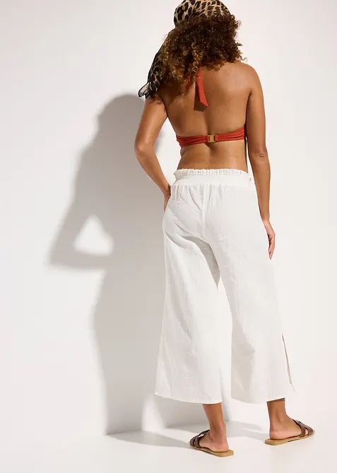 Pantalon de plage en gaze de coton, longueur 3/4, bonprix