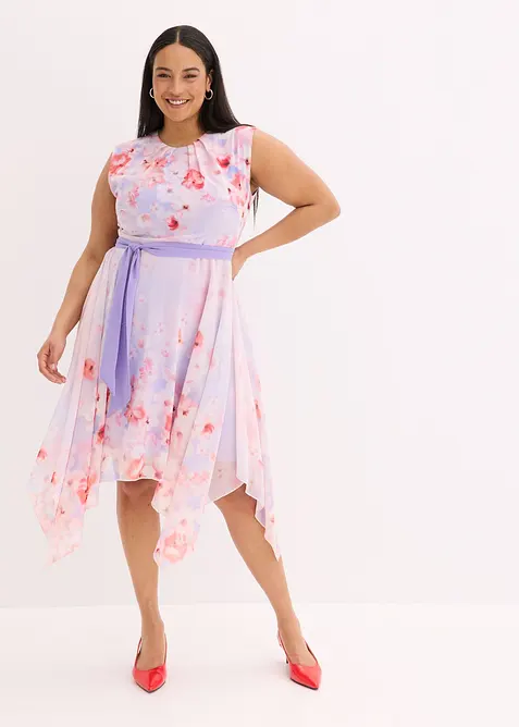 Robe en crêpe avec lien à nouer et jupe à pans, bonprix