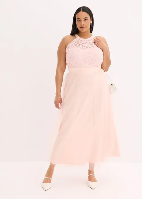 Robe longue avec dentelle et jupe en tulle, bonprix