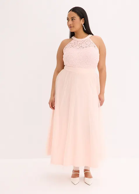 Robe longue avec dentelle et jupe en tulle, bonprix