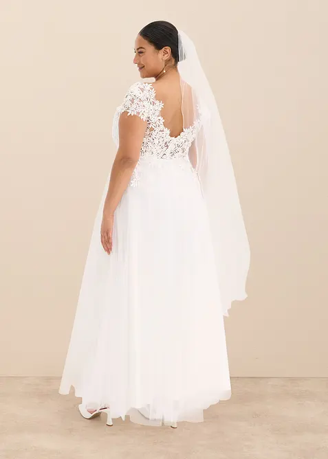 Robe de mariée en tulle délicat et dentelle, bonprix
